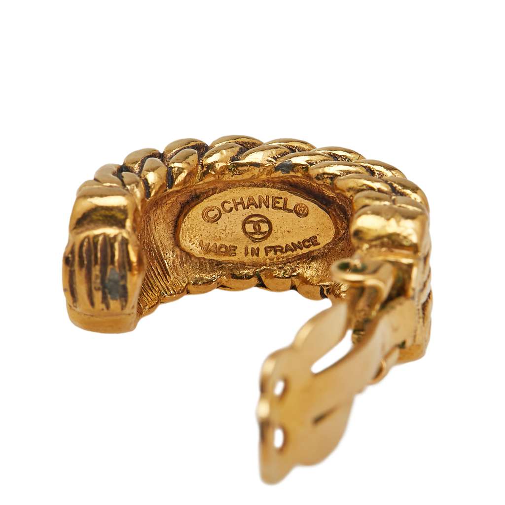Chanel Gold Plated CC Hoop Clip on Earrings - Image 6