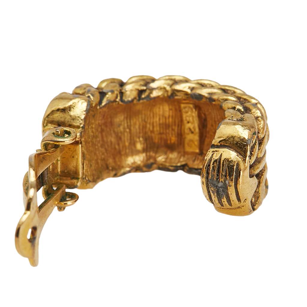 Chanel Gold Plated CC Hoop Clip on Earrings - 4