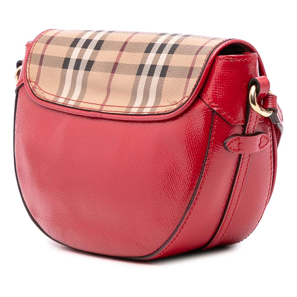 Burberry Patent Leather and Haymarket Check Coated Canvas Maydown Crossbody - Back view