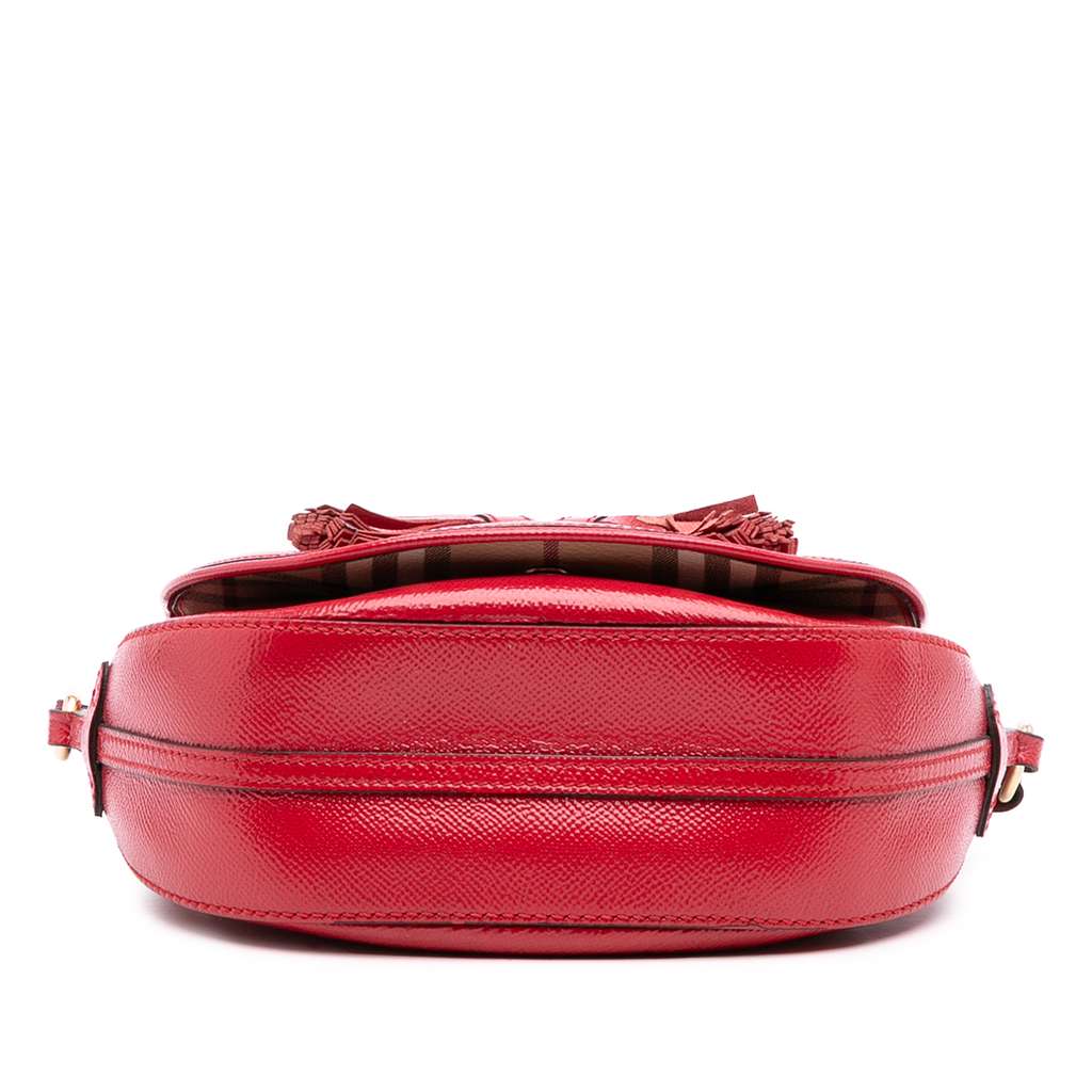 Burberry Patent Leather and Haymarket Check Coated Canvas Maydown Crossbody - Image 6