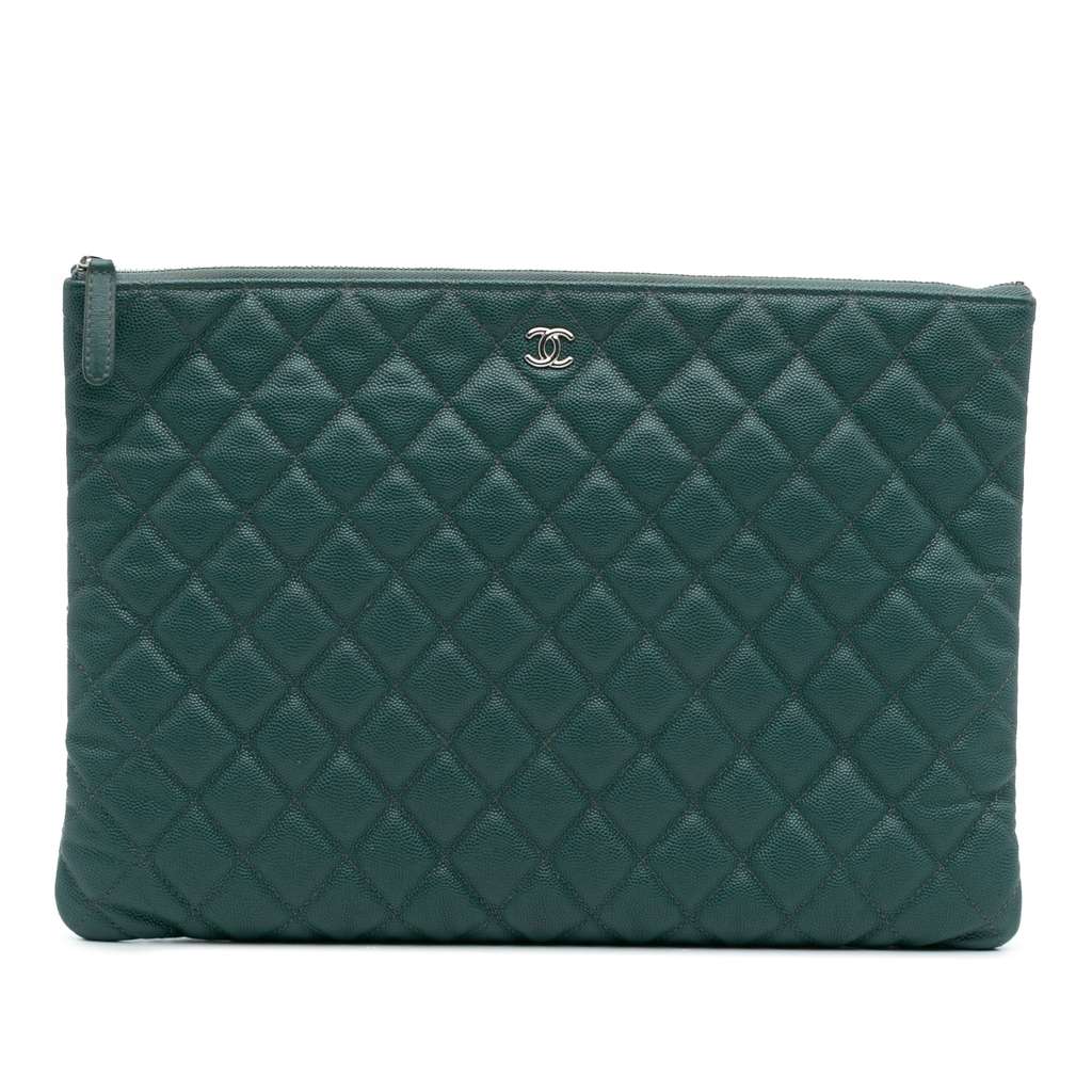 Chanel Large Quilted Caviar O Case Clutch