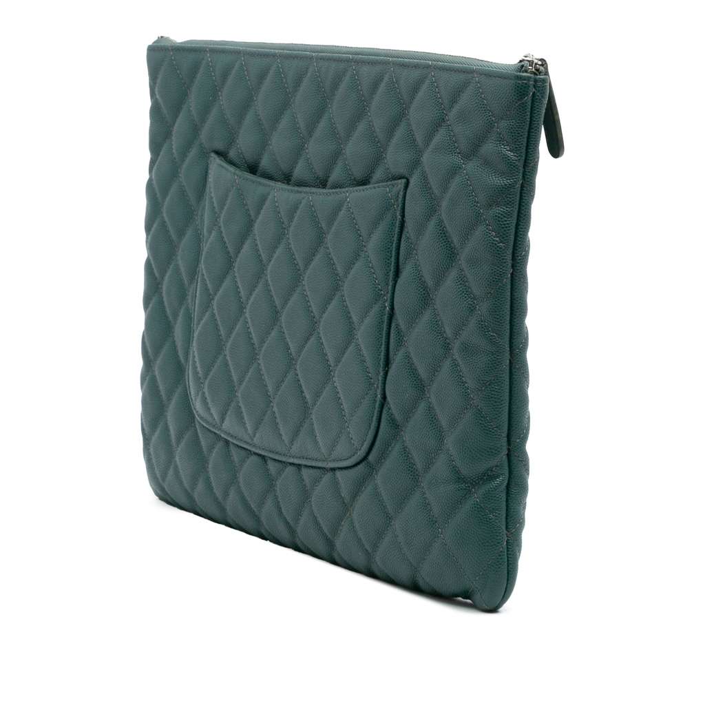 Chanel Large Quilted Caviar O Case Clutch - Back view