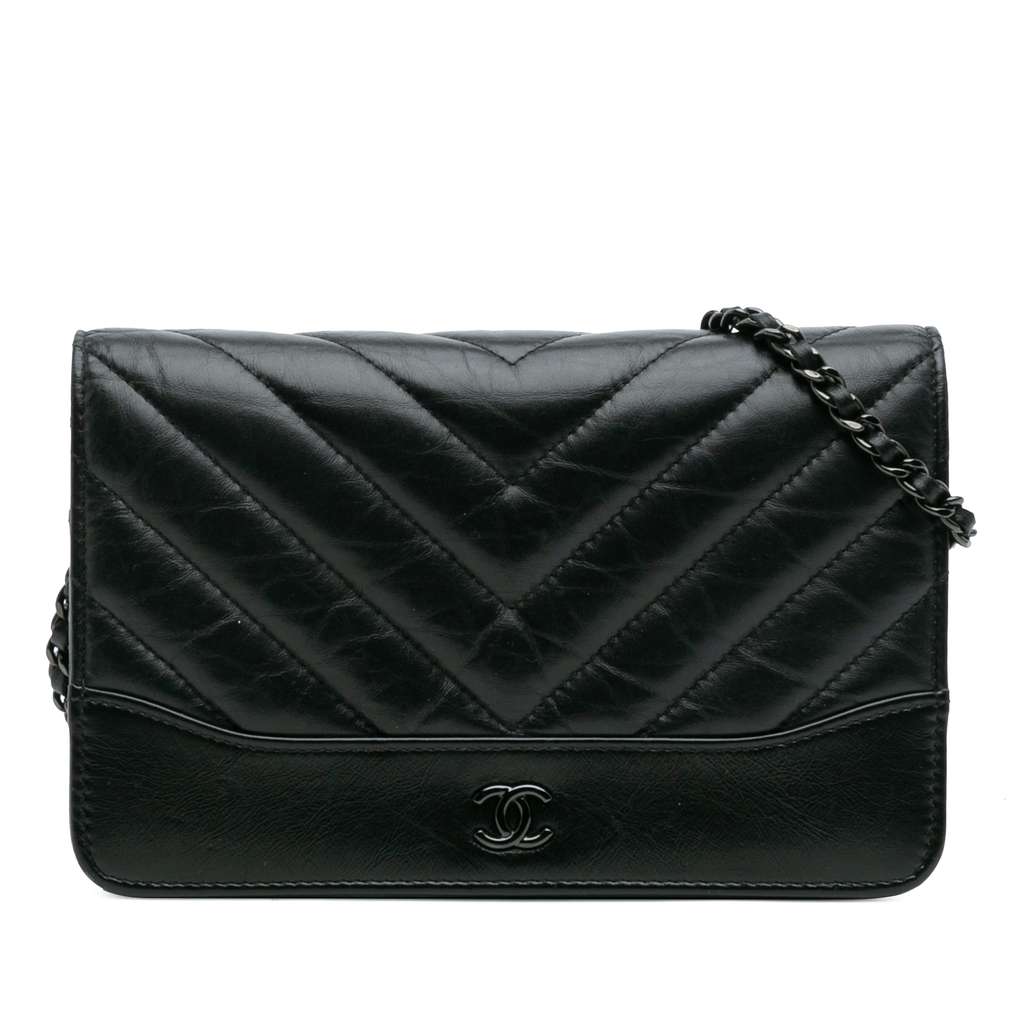 Chanel Chevron Aged Calfskin Gabrielle Wallet On Chain