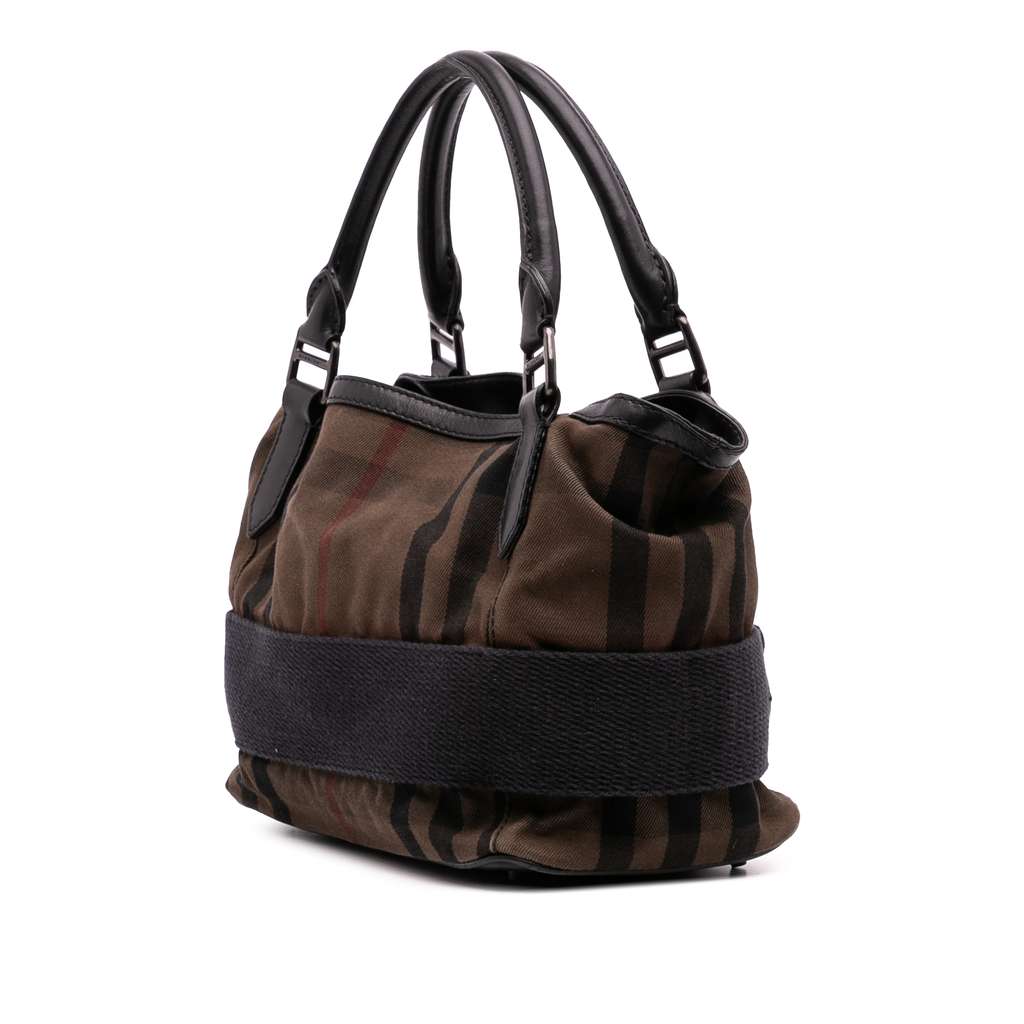 Burberry House Check Canvas and Leather Parsons Satchel - Back view