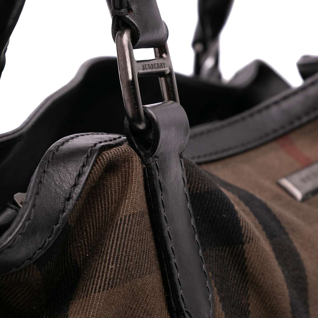 Burberry House Check Canvas and Leather Parsons Satchel - Image 11