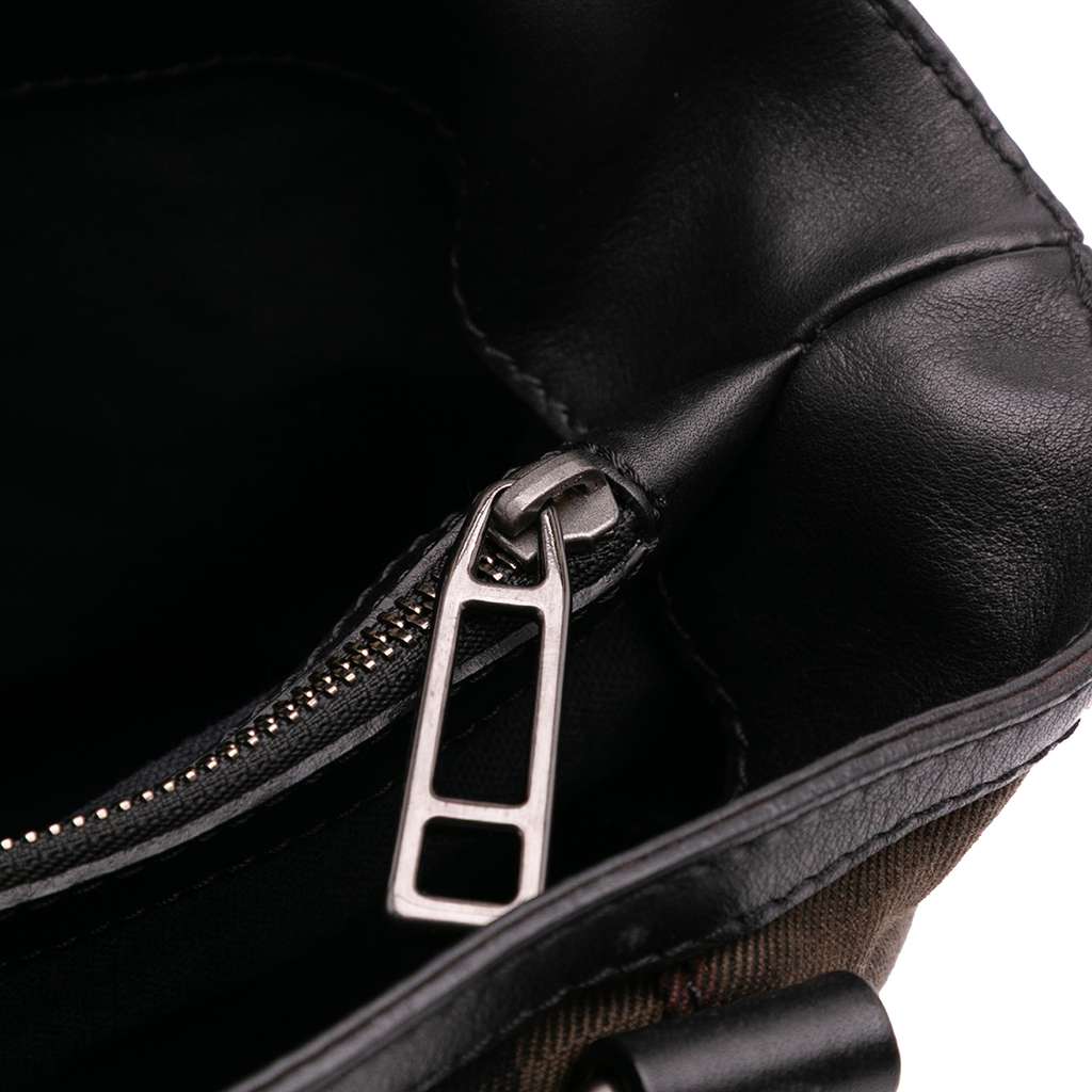 Burberry House Check Canvas and Leather Parsons Satchel - Image 12