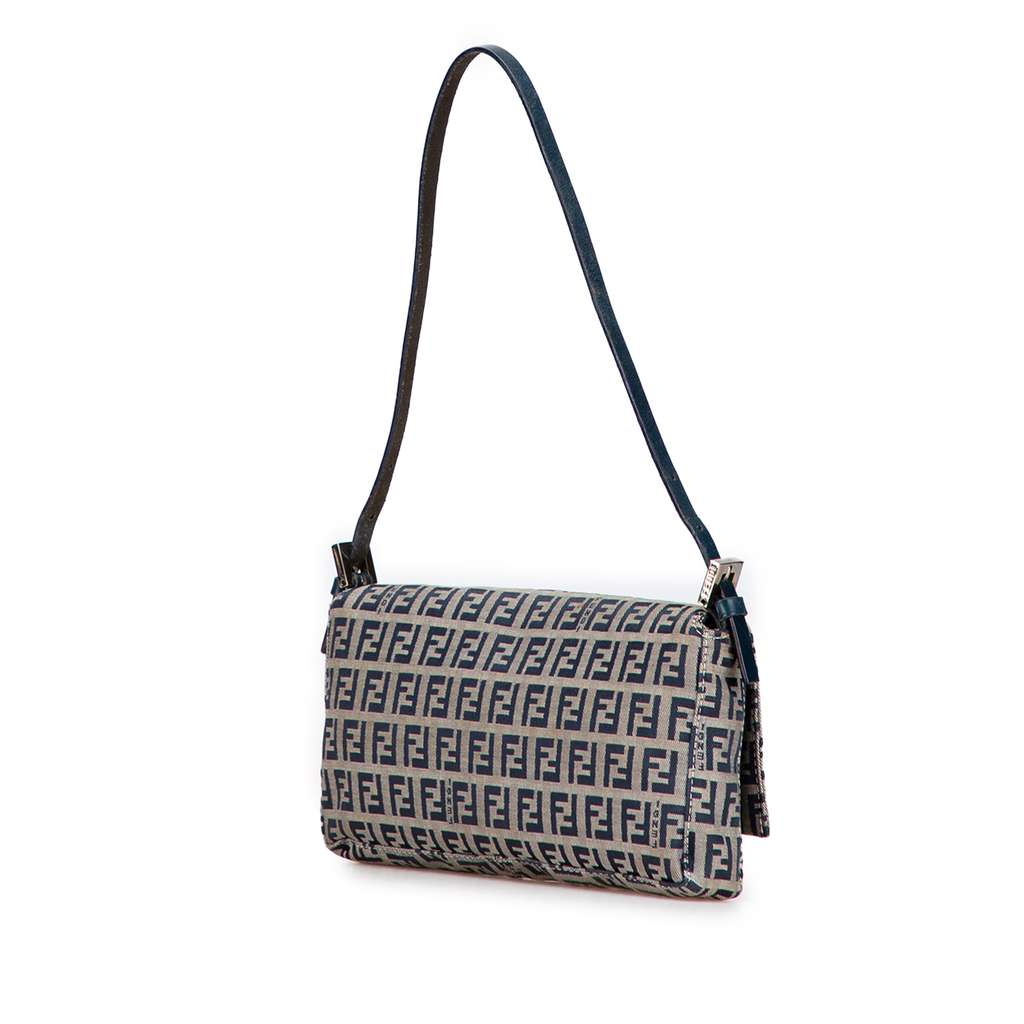 Fendi Zucchino Canvas Shoulder Bag - Back view