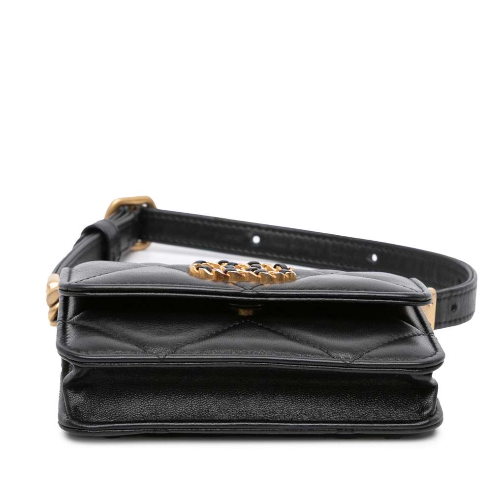 Chanel Quilted Lambskin 19 Flap Coin Purse With Chain - Image 6