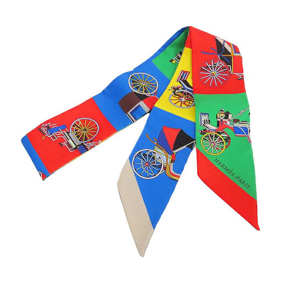 Hermès Les Voitures Exquises Silk Twilly Scarf