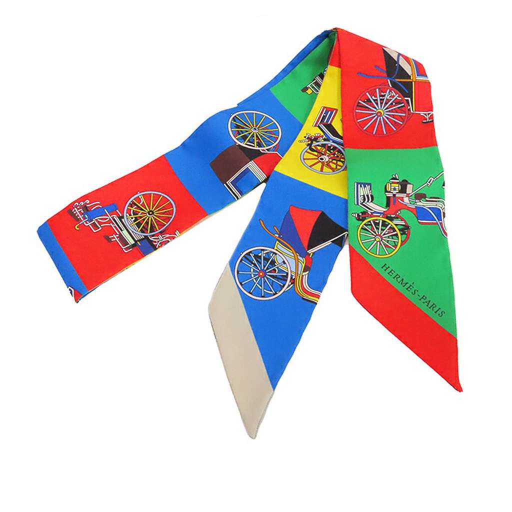 Hermès Les Voitures Exquises Silk Twilly Scarf - Back view