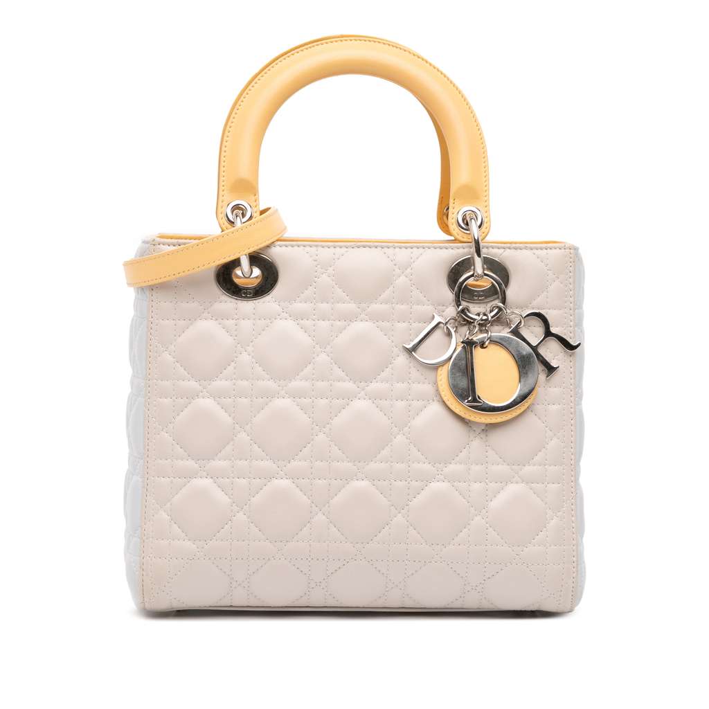 Dior Medium Tricolor Lambskin Cannage Lady Dior