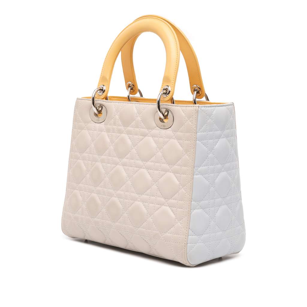 Dior Medium Tricolor Lambskin Cannage Lady Dior - Back view