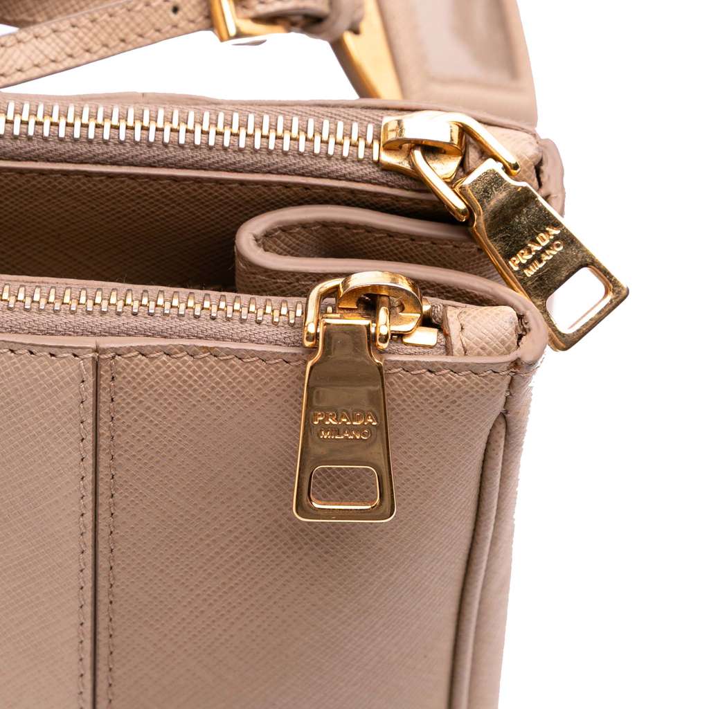 Prada Large Bicolor Saffiano Lux Galleria Double Zip Satchel - Image 11
