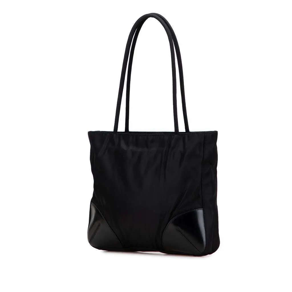 Prada Spazzolato Trimmed Tessuto Tote Black Good - Back View