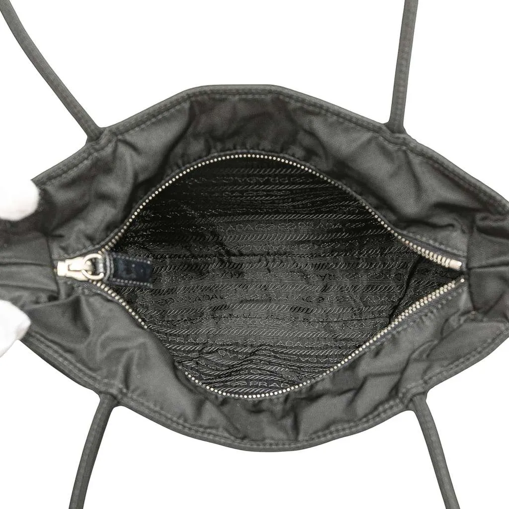 Prada Spazzolato Trimmed Tessuto Tote Black Good - Model View