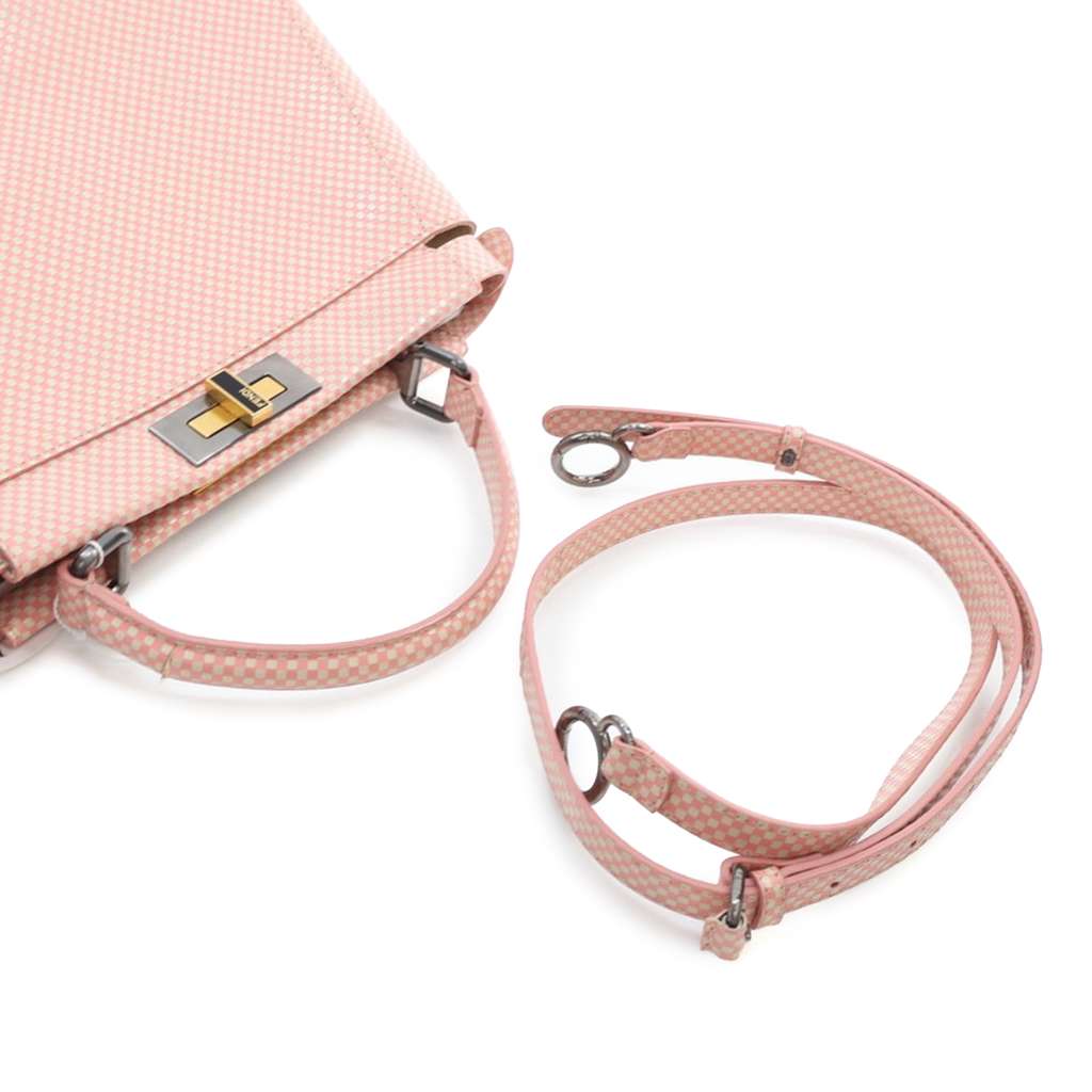 Fendi Medium Checkered Leather Sequin Peekaboo Iconic Satchel - Image 14