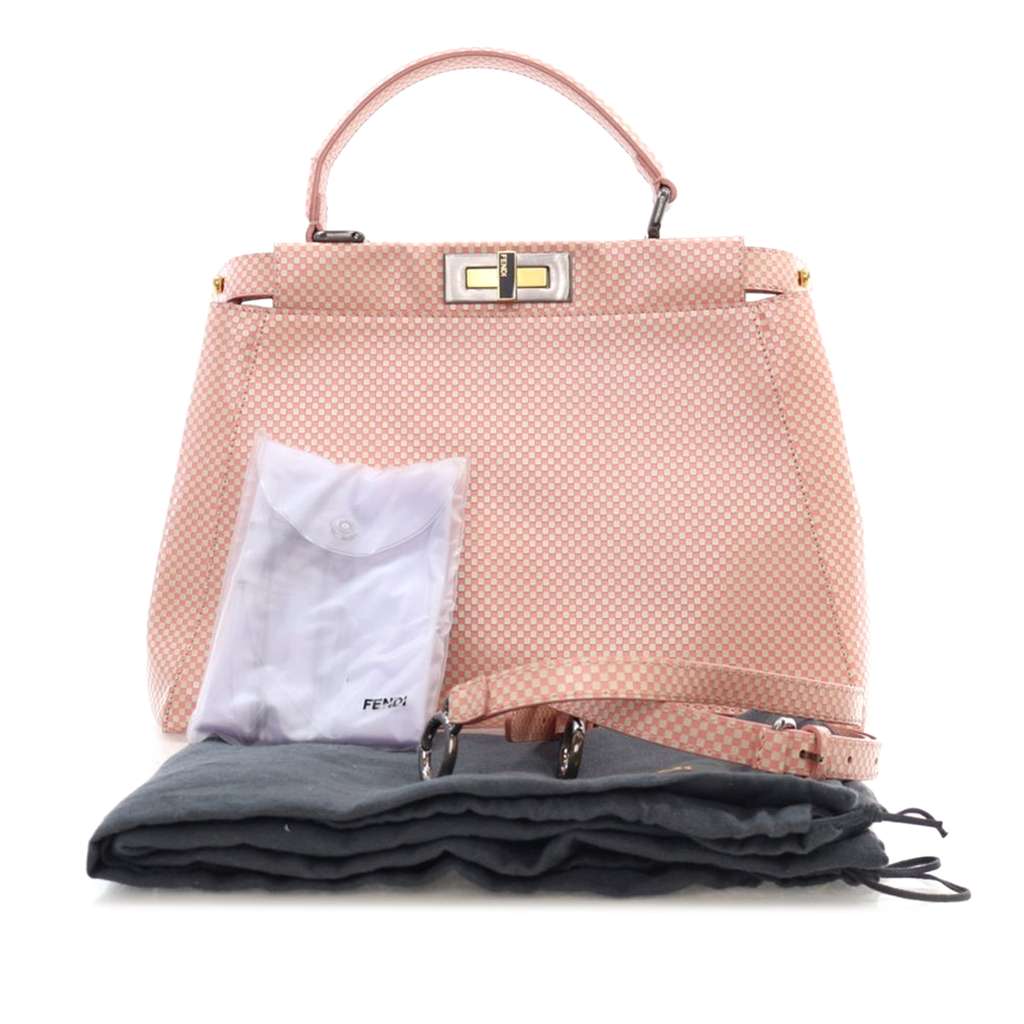 Fendi Medium Checkered Leather Sequin Peekaboo Iconic Satchel - Image 15