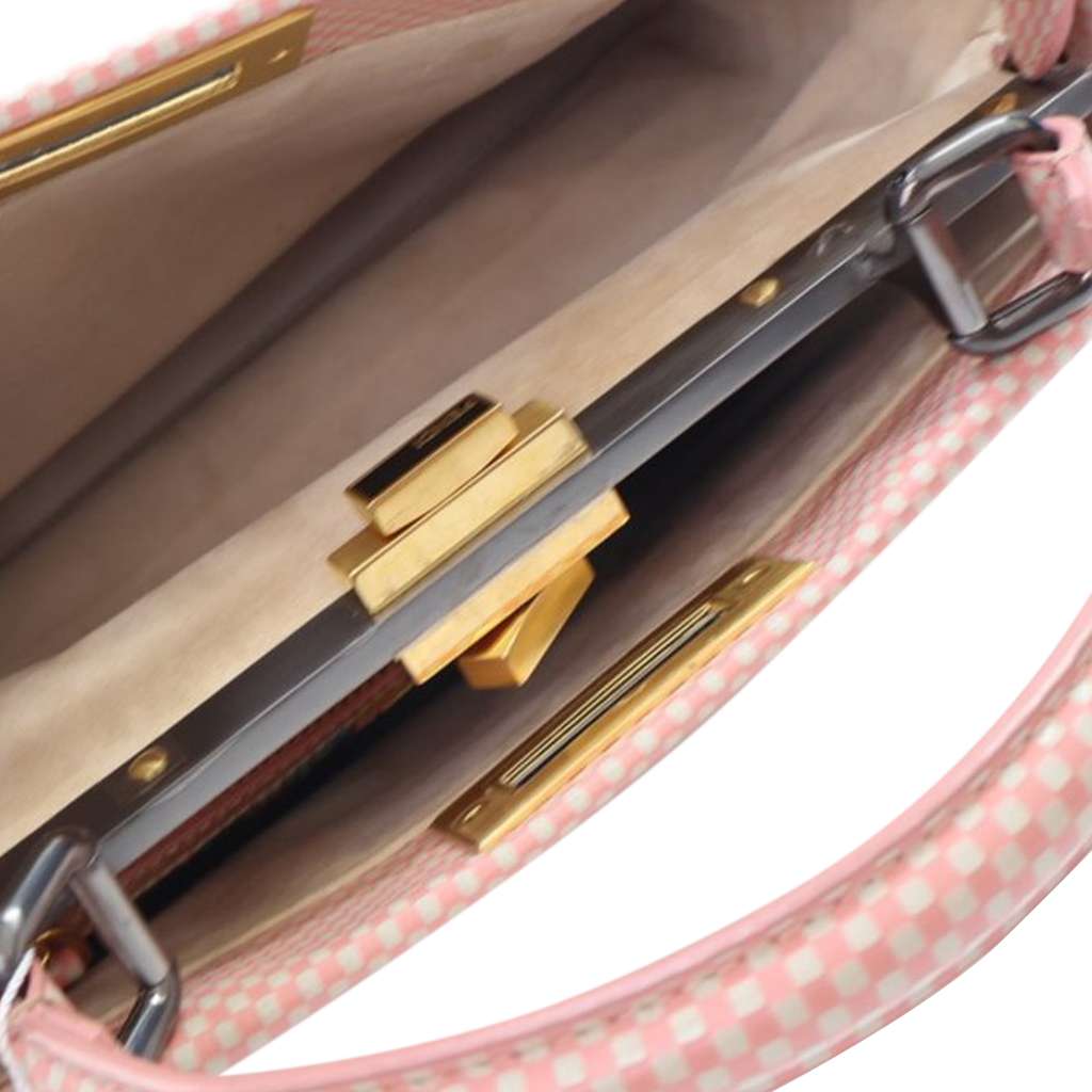 Fendi Medium Checkered Leather Sequin Peekaboo Iconic Satchel - 4