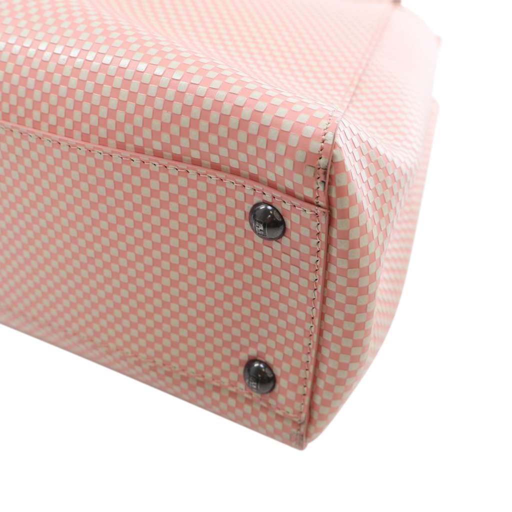 Fendi Medium Checkered Leather Sequin Peekaboo Iconic Satchel - Detail 2