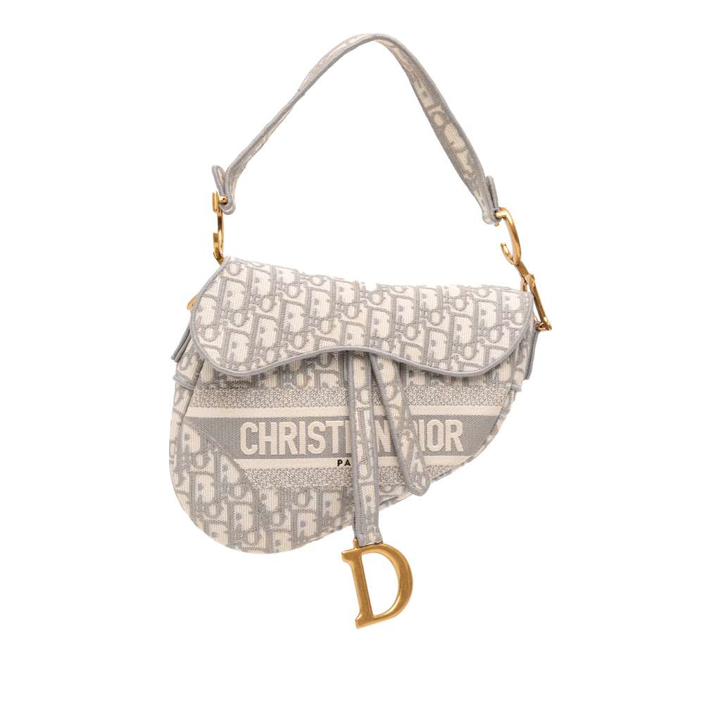 Dior Oblique Embroidered Canvas Saddle Bag