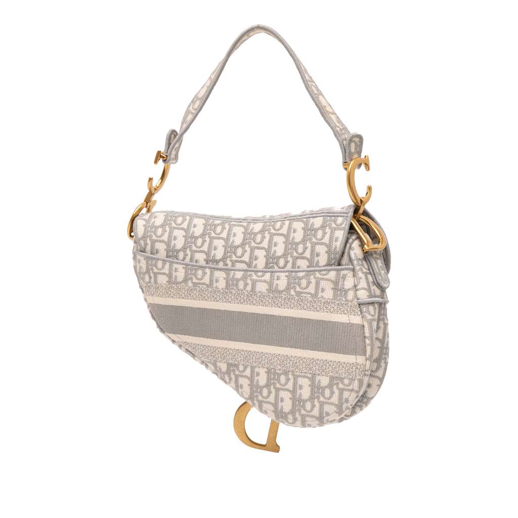 Dior Oblique Embroidered Canvas Saddle Bag - Back view