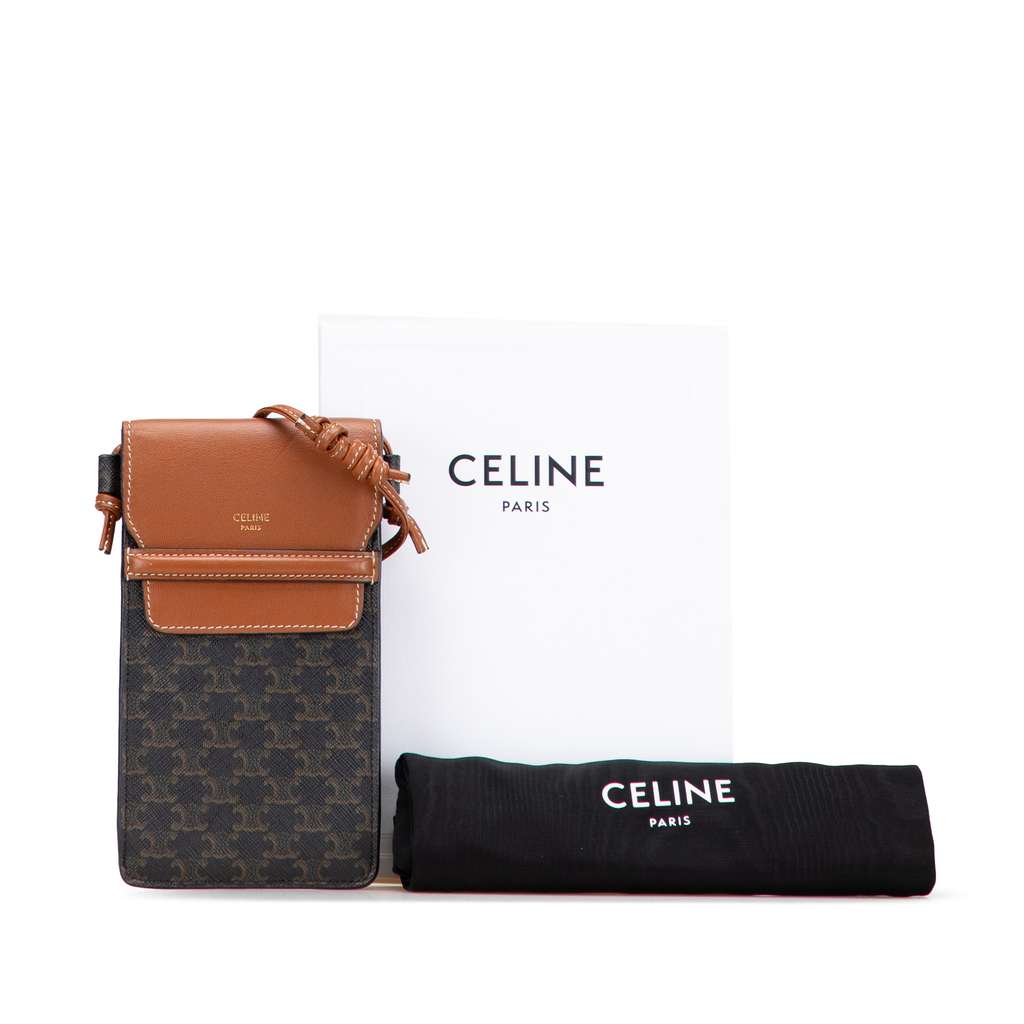Celine Triomphe Coated Canvas Phone Pouch Flap Crossbody - Image 12
