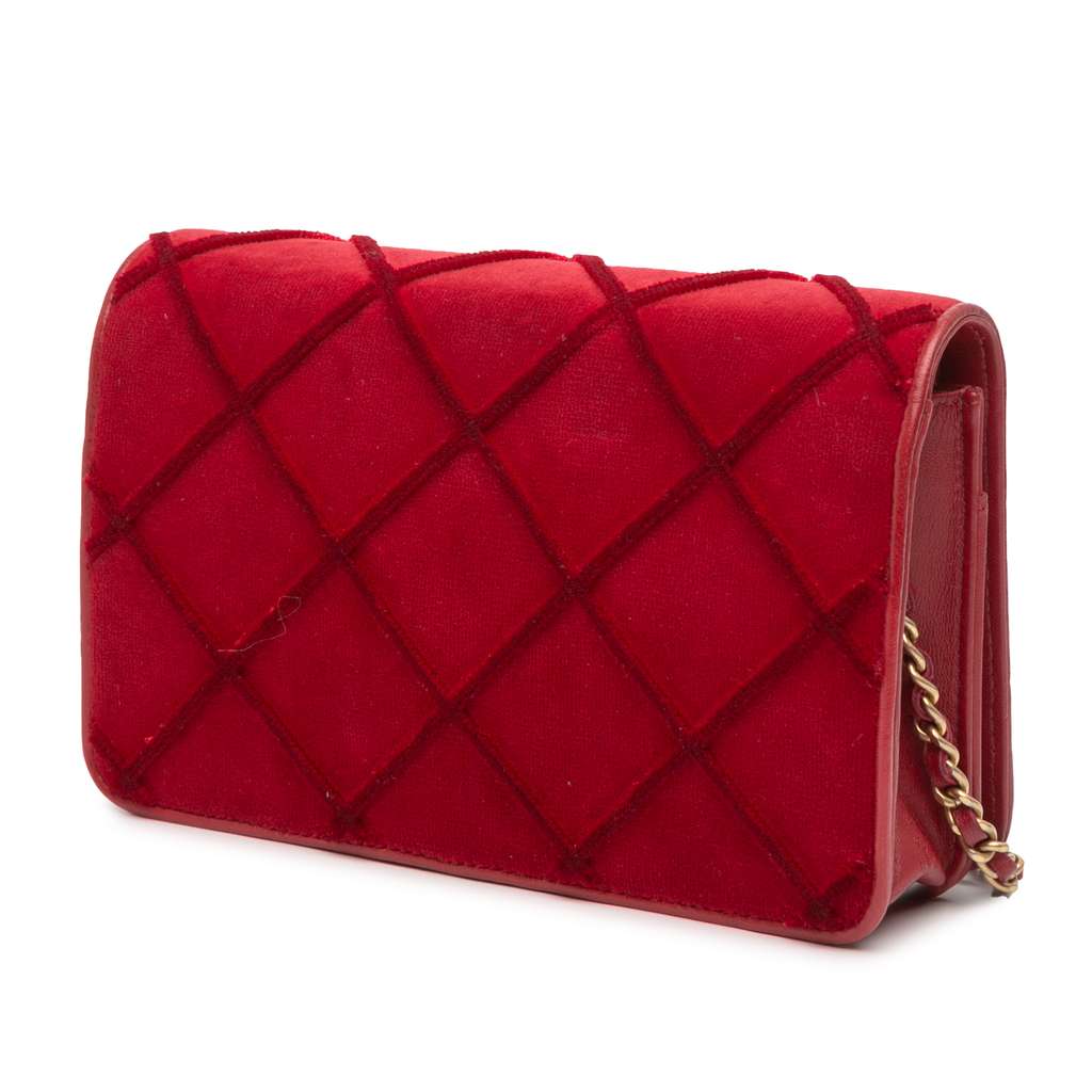 Chanel CC Quilted Velvet Wallet on Chain - Back view