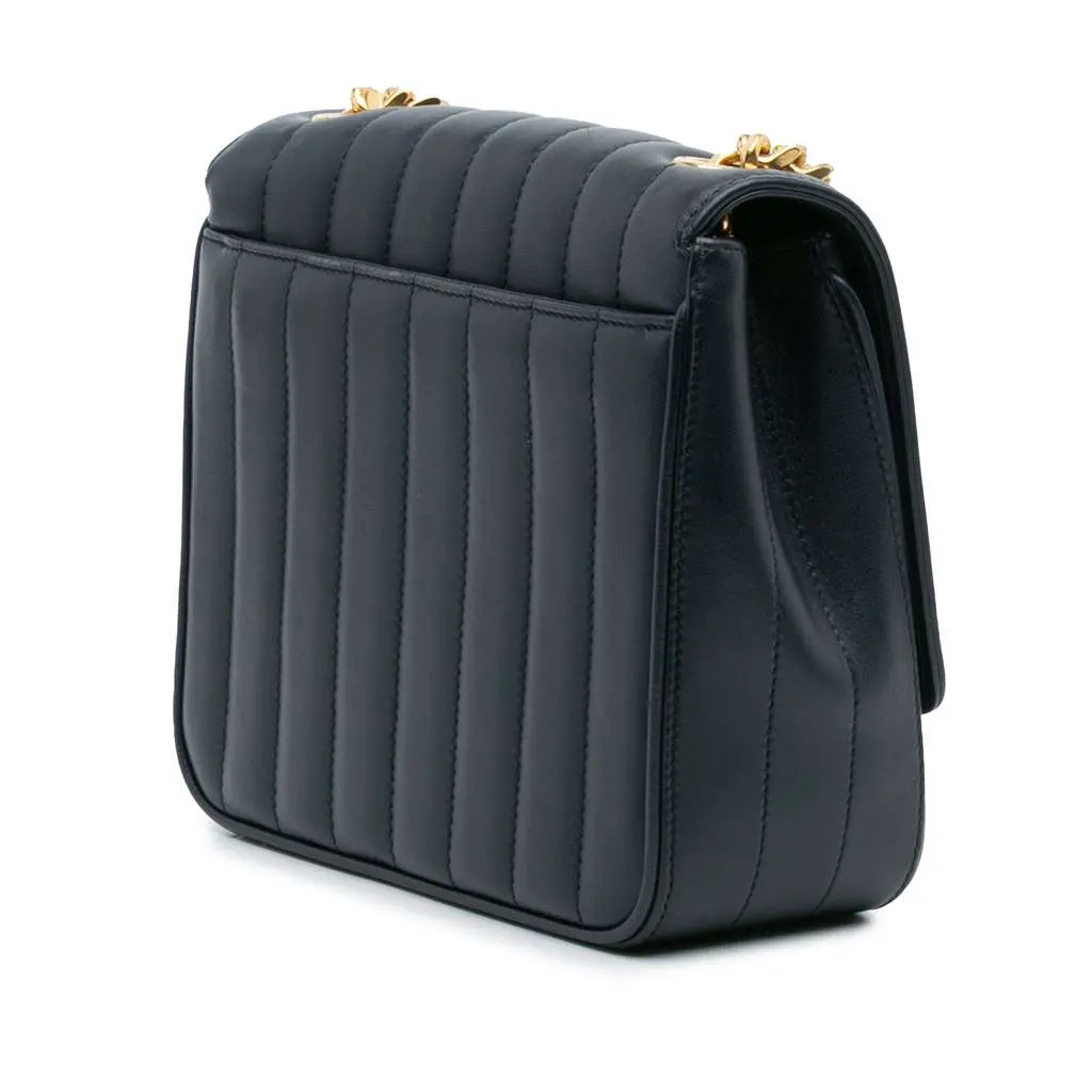 Saint Laurent Medium Lambskin Monogram Vicky Chain Bag Blue Leather Good - Back View