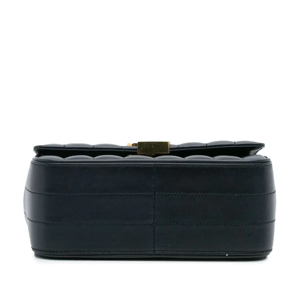 Saint Laurent Medium Lambskin Monogram Vicky Chain Bag Blue Leather Good - Inside View