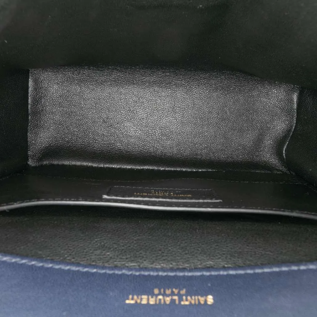 Saint Laurent Medium Lambskin Monogram Vicky Chain Bag Blue Leather Good - Model View