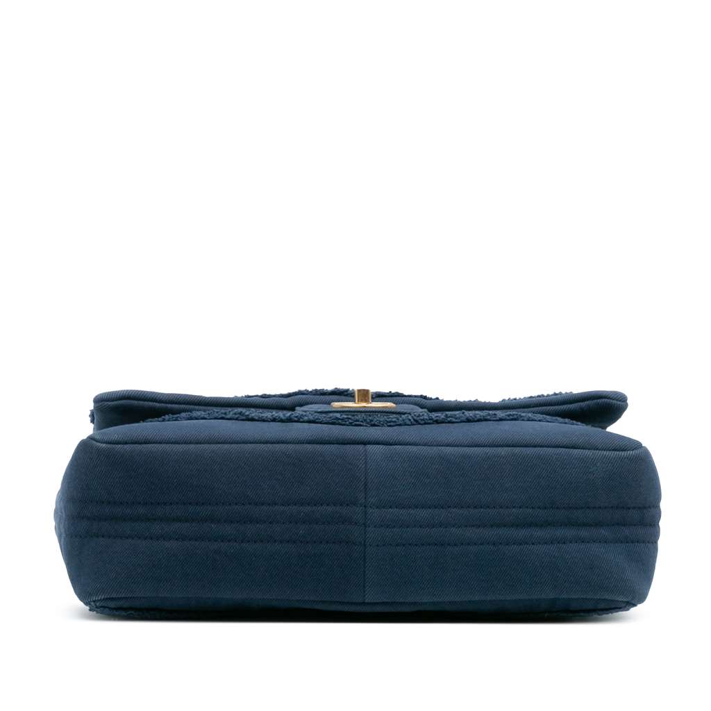 Chanel Jumbo Chevron Denim Fringe Coco Flap - Image 6