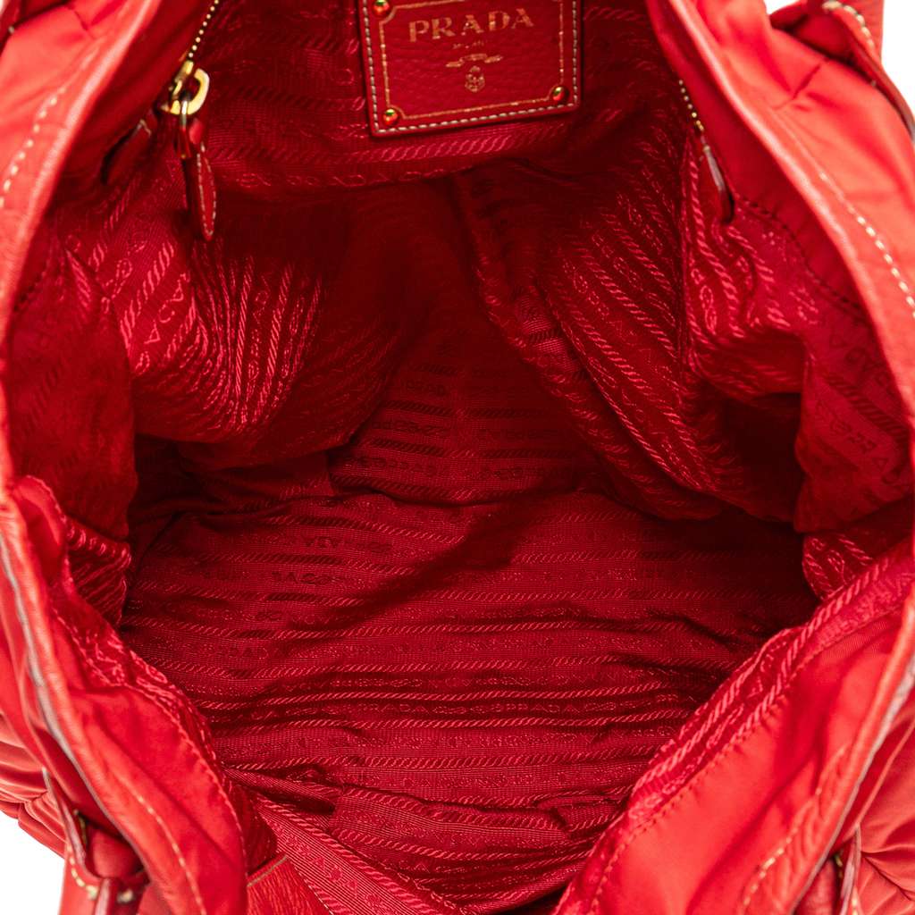 Prada Vitello Daino Trimmed Tessuto Satchel - 4