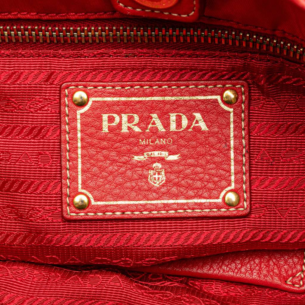 Prada Vitello Daino Trimmed Tessuto Satchel - Side view
