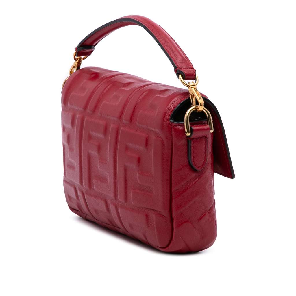 Fendi Mini Zucca Embossed Leather Baguette Satchel - 2