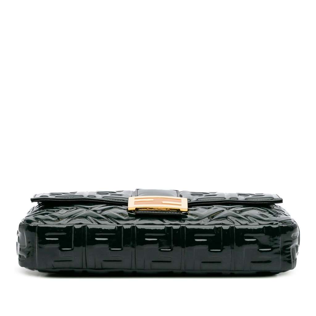 Fendi Large Zucca Embossed Patent Baguette Satchel - Image 6