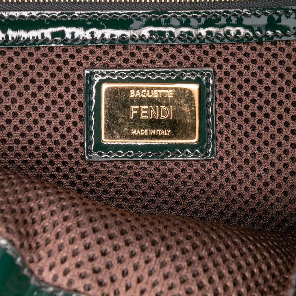 Fendi Large Zucca Embossed Patent Baguette Satchel - Side view