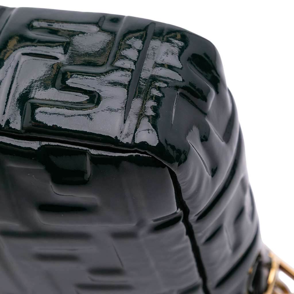 Fendi Large Zucca Embossed Patent Baguette Satchel - Detail 2