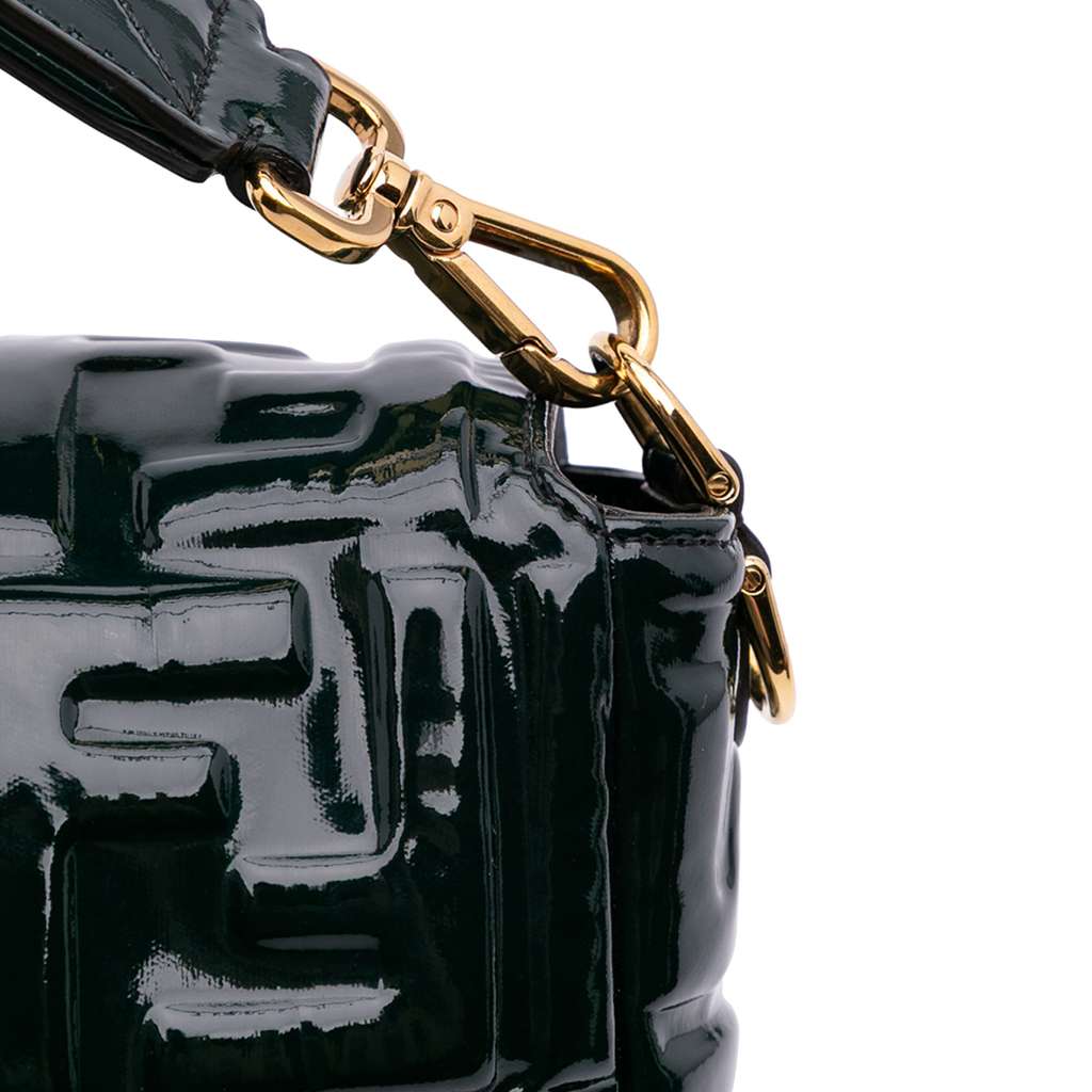 Fendi Large Zucca Embossed Patent Baguette Satchel - Image 11