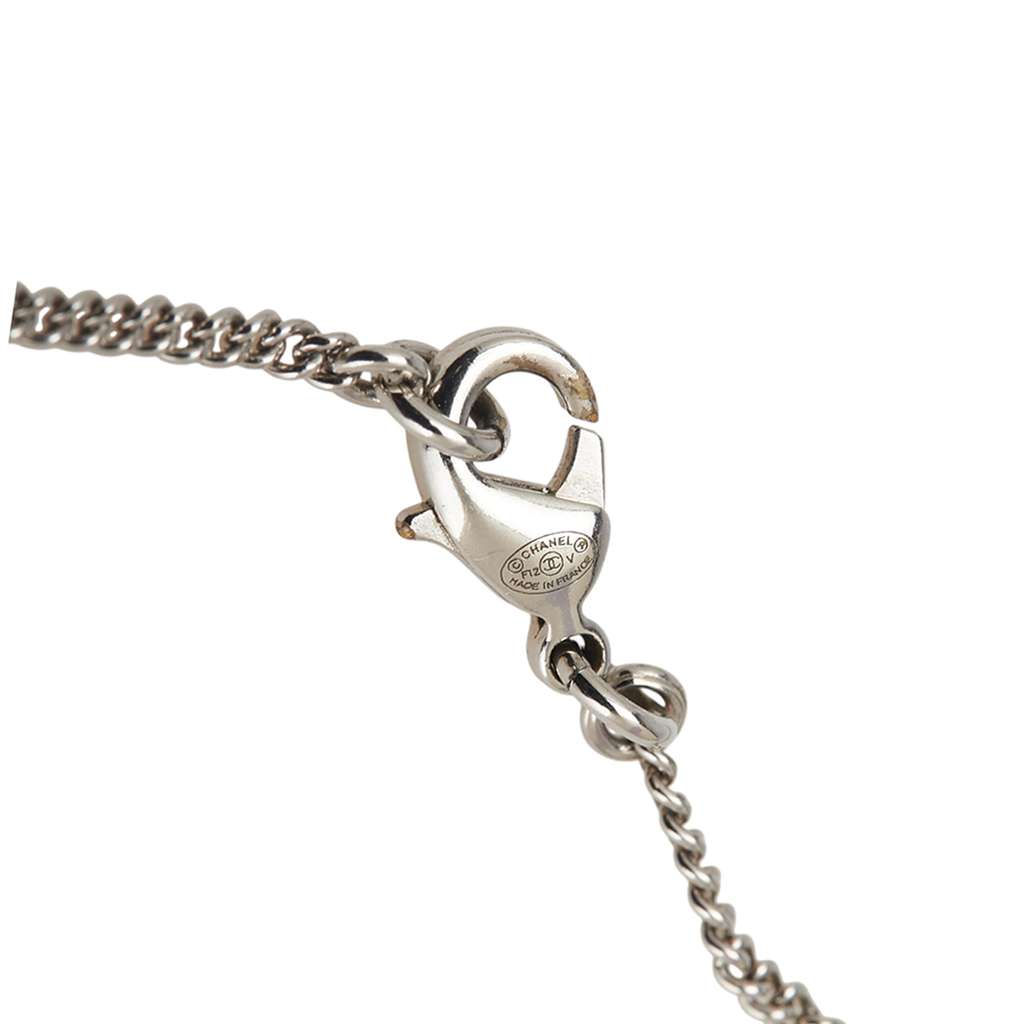 Chanel Silver Plated CC Rhinestones Pendant Necklace - 4