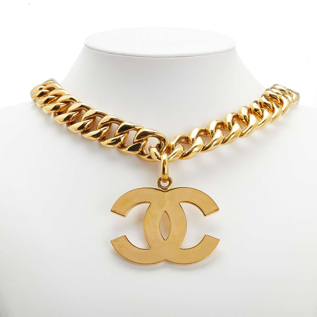 Chanel Gold Plated CC Pendant Chain Necklace - 5