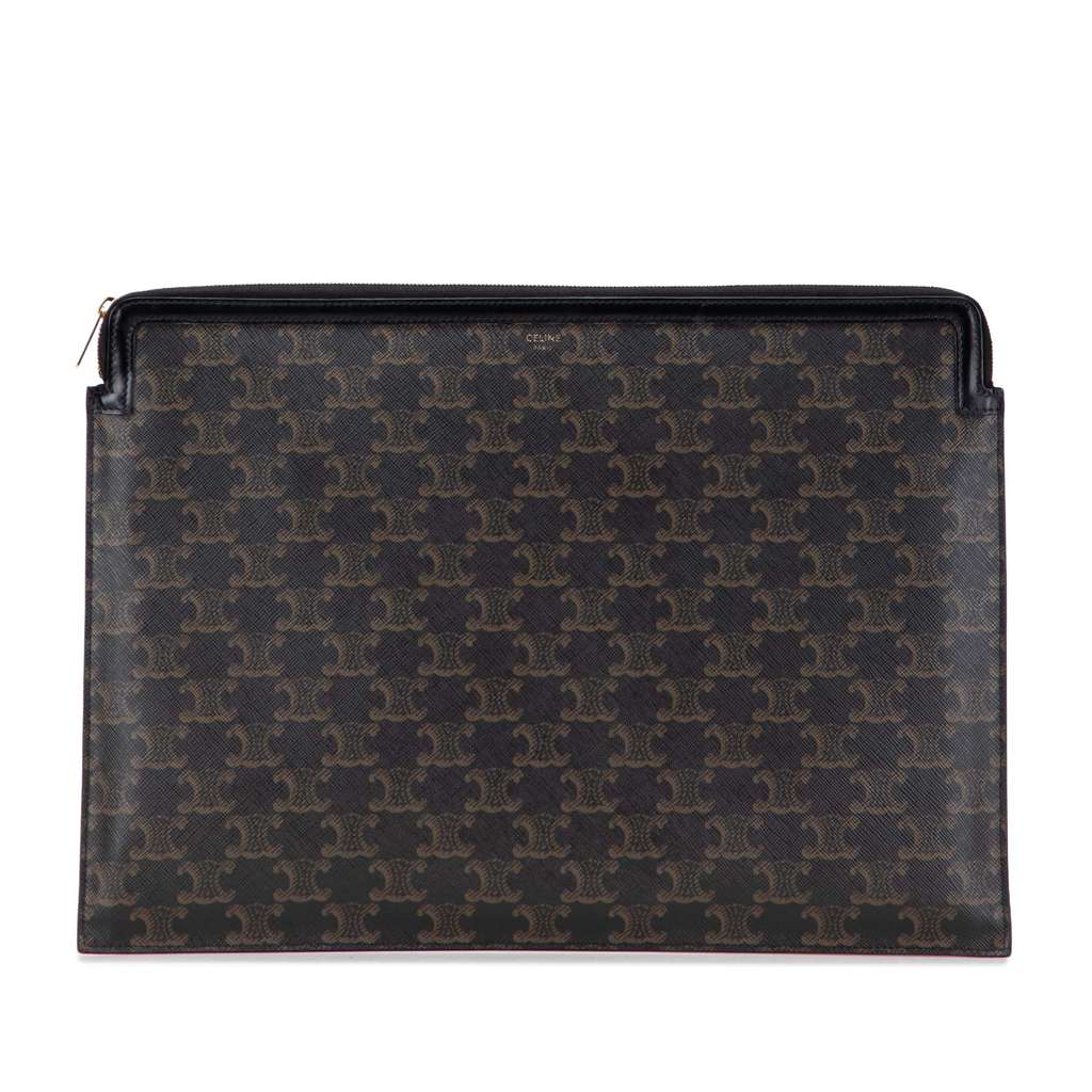 Celine Large Triomphe Coated Canvas Clutch