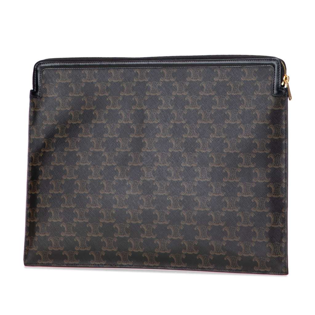 Celine Large Triomphe Coated Canvas Clutch - Back view