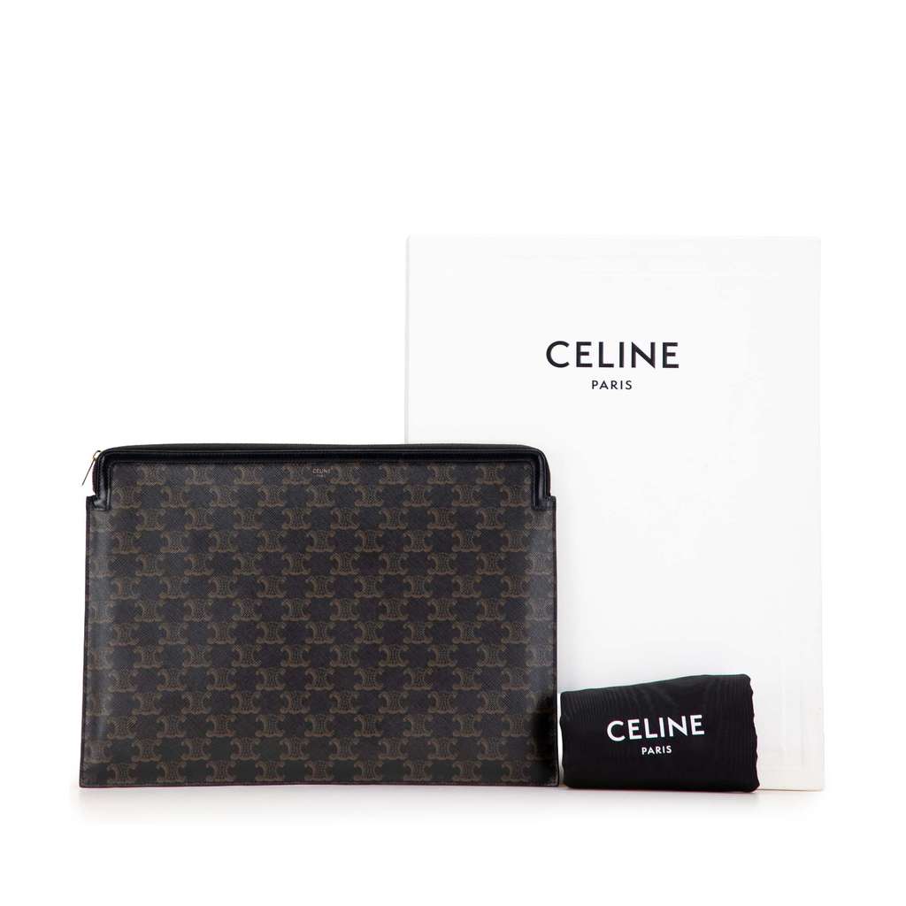 Celine Large Triomphe Coated Canvas Clutch - Image 13