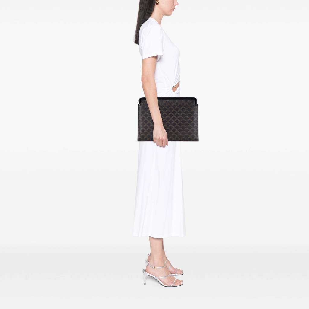 Celine Large Triomphe Coated Canvas Clutch - Image 12