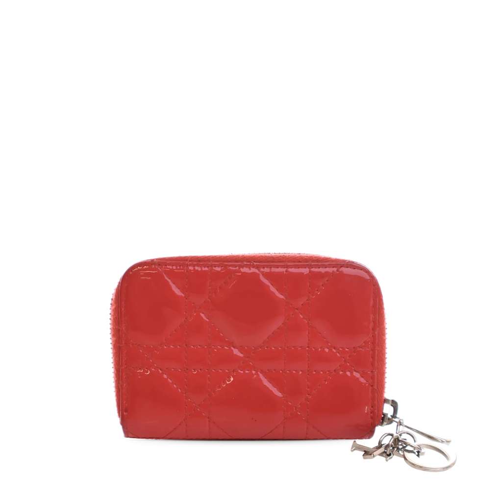 Dior Small Patent Cannage Lady Dior Voyageur Coin Purse