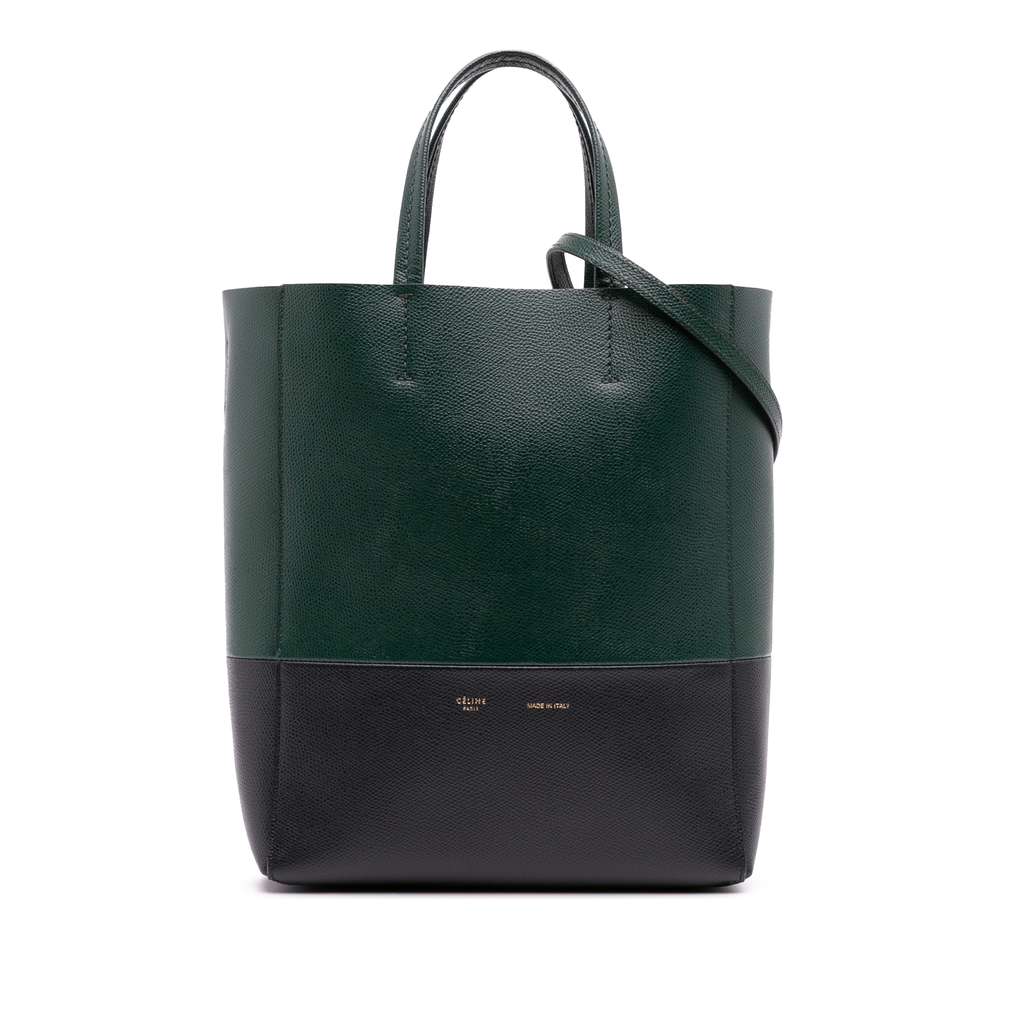 Celine Small Bicolor Grained Calfskin Vertical Cabas Tote