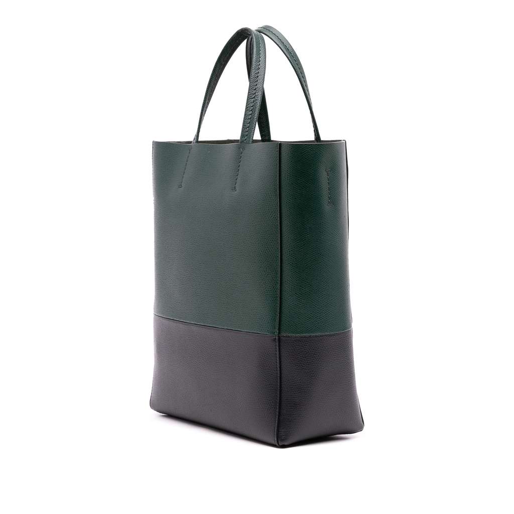 Celine Small Bicolor Grained Calfskin Vertical Cabas Tote - Back view