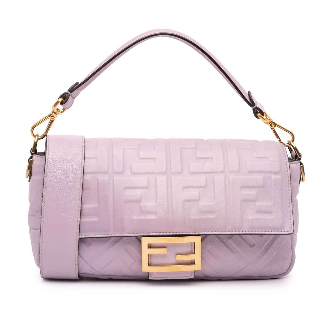 Fendi Zucca Embossed Leather Baguette Satchel