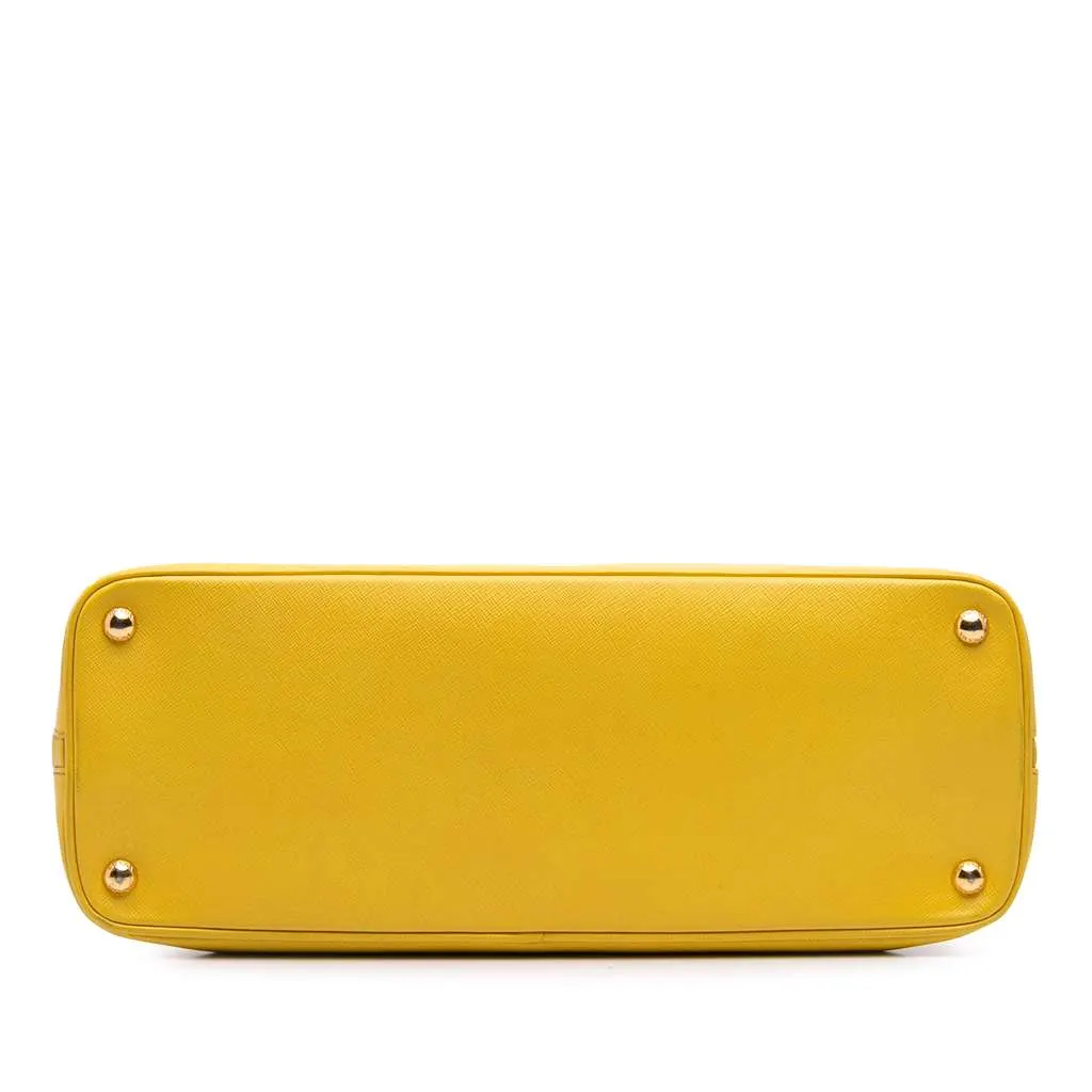 Prada Large Saffiano Lux Promenade Satchel Yellow Leather Good - Inside View