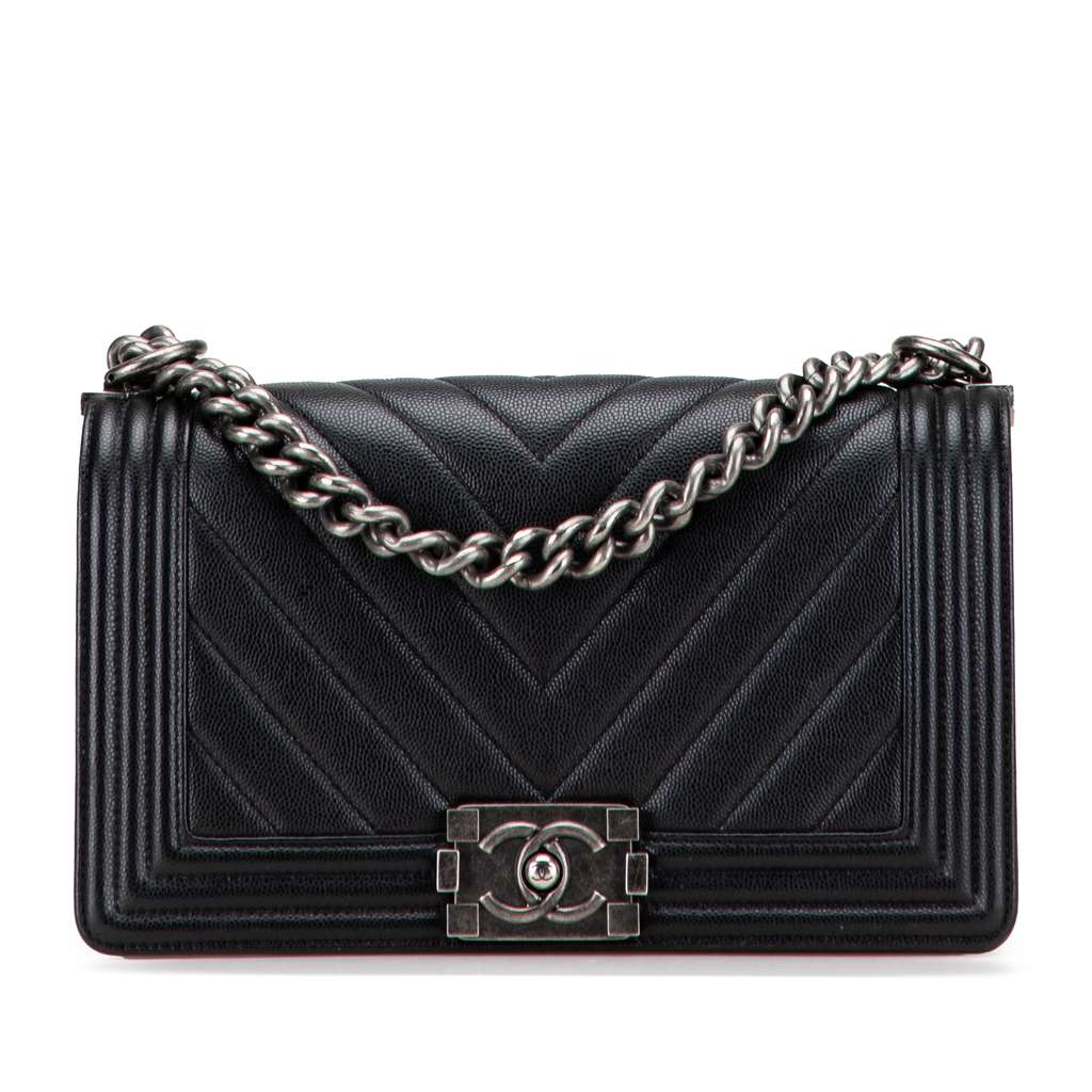 Chanel Old Medium Chevron Caviar Boy Flap
